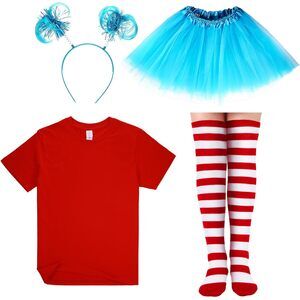 8795 Tulle Tutu Costume Accessoriess Set, T Shirt Striped Thigh
